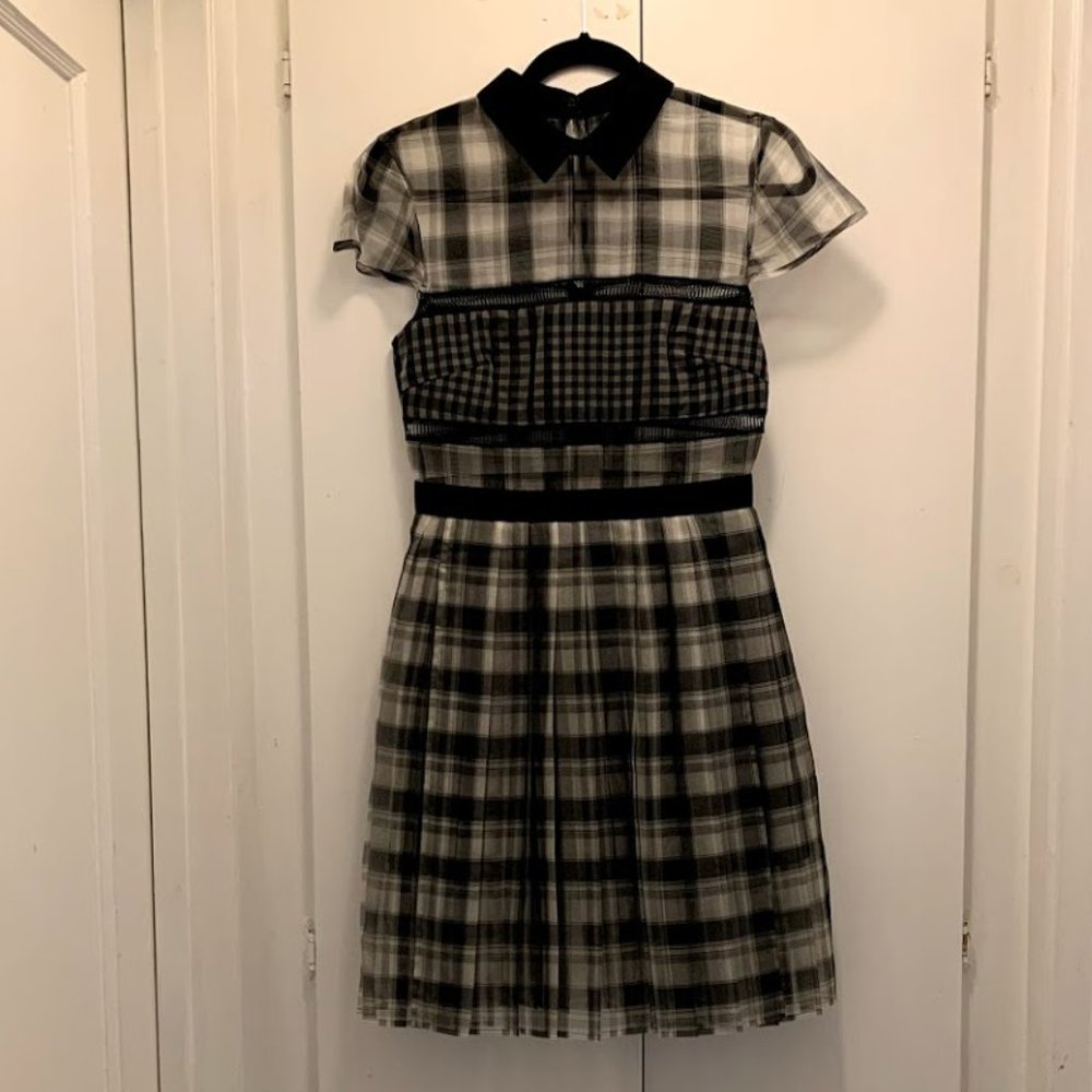 Self-Portrait Black and White Plaid Mini Dress